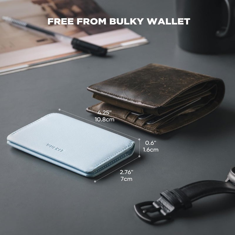 VULKIT حامل بطاقات رفيع بسيط مع حماية RFID من الجلد، محفظة بطاقات ائتمان لجيب أمامي مع إغلاق مغناطيسي - Image 4